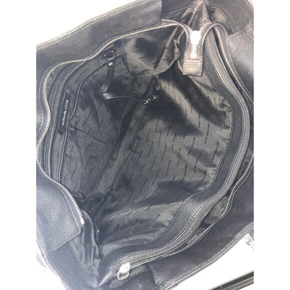 MICHAEL KORS, LARGE BLACK PEBBLED LEATHER SHOULDER BAG TOTE - Picture 11 of 14